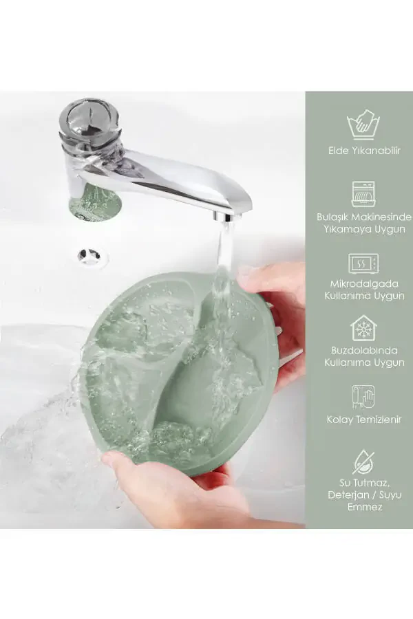 Vacuum-Based Baby Silicone Food Plate - Vacuum Plate Green - 3