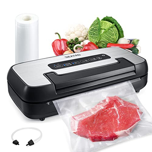 Vacuum Sealer Machine, SEATAO 80Kpa Food Vacuum Sealer Machine Preservation Dry/Moist Modes, Handle Locked Design, Removable Drip Tray, Built-in Cutter and Bag Storage - 7