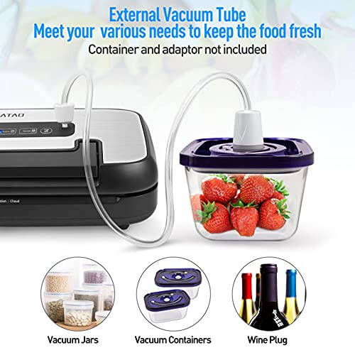 Vacuum Sealer Machine, SEATAO 80Kpa Food Vacuum Sealer Machine Preservation Dry/Moist Modes, Handle Locked Design, Removable Drip Tray, Built-in Cutter and Bag Storage - 10