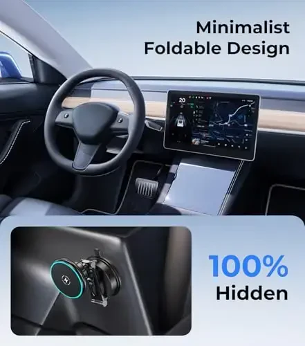 【Vacuum Suction Folding Car Mount】 Certified Qi2 Charger for MagSafe, 360° Adjustable Aluminum Alloy Arm, Phone Holder for Tesla/Car Rental/Gym/Mirror/Shower/Smooth Surface iPhone 17/16/15 Pro Max - 2