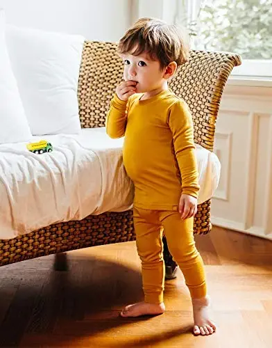 VAENAIT 6M-12Y Bebek Çocuk Çocuk Kız Erkek Yumuşak Rahat Modal Tencel Düz Raglan Pijama Pijama 2'li Set - 2