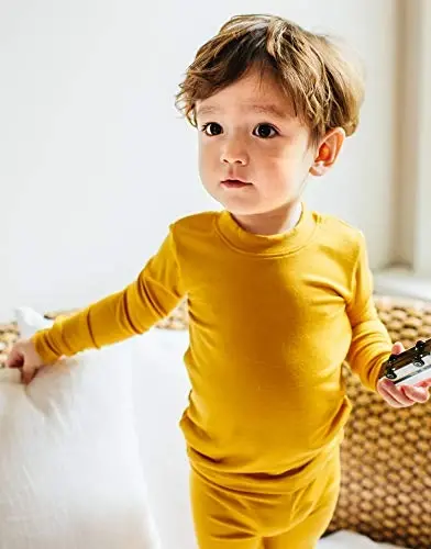 VAENAIT 6M-12Y Bebek Çocuk Çocuk Kız Erkek Yumuşak Rahat Modal Tencel Düz Raglan Pijama Pijama 2'li Set - 4
