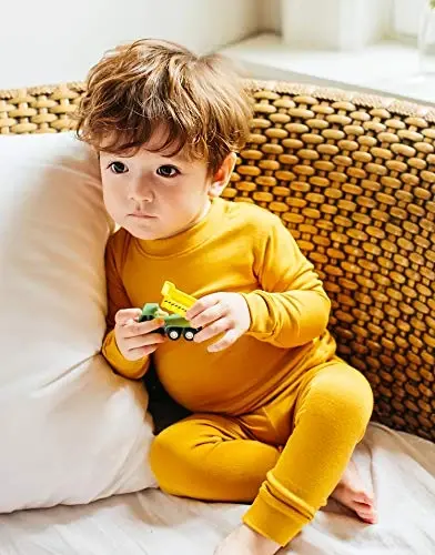 VAENAIT 6M-12Y Bebek Çocuk Çocuk Kız Erkek Yumuşak Rahat Modal Tencel Düz Raglan Pijama Pijama 2'li Set - 6