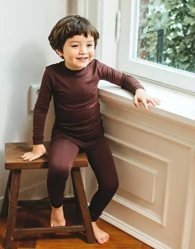 VAENAIT 6M-12Y Bebek Çocuk Çocuk Kız Erkek Yumuşak Rahat Modal Tencel Düz Raglan Pijama Pijama 2'li Set - 3