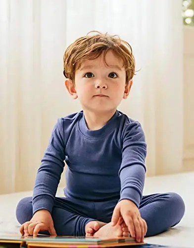 VAENAIT 6M-12Y Bebek Çocuk Çocuk Kız Erkek Yumuşak Rahat Modal Tencel Düz Raglan Pijama Pijama 2'li Set - VAENAIT (1)