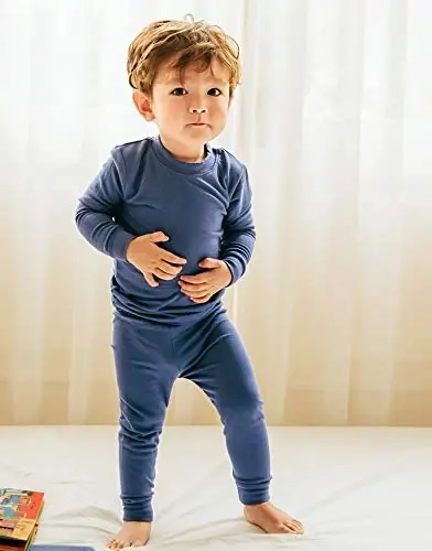 VAENAIT 6M-12Y Bebek Çocuk Çocuk Kız Erkek Yumuşak Rahat Modal Tencel Düz Raglan Pijama Pijama 2'li Set - 3