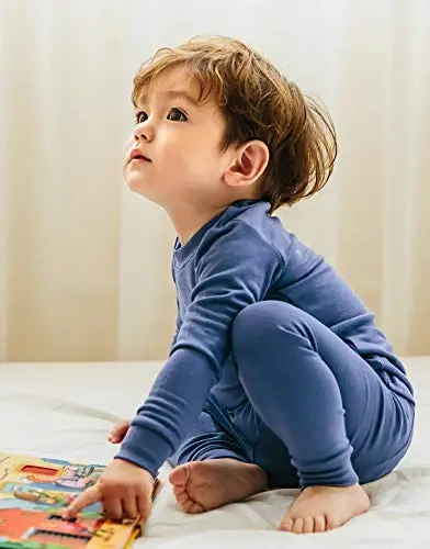 VAENAIT 6M-12Y Bebek Çocuk Çocuk Kız Erkek Yumuşak Rahat Modal Tencel Düz Raglan Pijama Pijama 2'li Set - 6