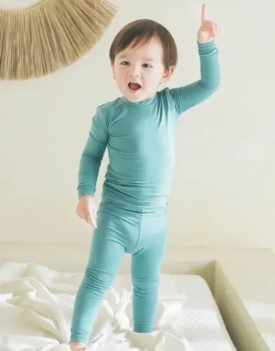 VAENAIT 6M-12Y Bebek Çocuk Çocuk Kız Erkek Yumuşak Rahat Modal Tencel Düz Raglan Pijama Pijama 2'li Set - VAENAIT BABY (1)