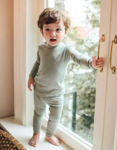 VAENAIT 6M-12Y Bebek Çocuk Çocuk Kız Erkek Yumuşak Rahat Modal Tencel Düz Raglan Pijama Pijama 2'li Set - VAENAIT (1)