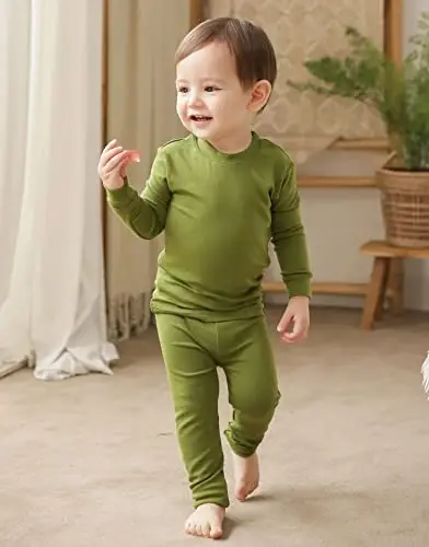 VAENAIT 6M-12Y Bebek Çocuk Çocuk Kız Erkek Yumuşak Rahat Modal Tencel Düz Raglan Pijama Pijama Pjs 2'li Set - 4