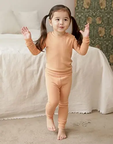 VAENAIT 6M-12Y Bebek Çocuk Çocuk Kız Erkek Yumuşak Rahat Modal Tencel Düz Raglan Pijama Pijama Pjs 2'li Set - 4