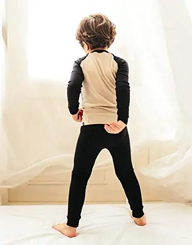 VAENAIT 6M-12Y Bebek Çocuk Çocuk Kız Erkek Yumuşak Rahat Modal Tencel Düz Raglan Pijama Pijama Takımı 2'li Set - 4