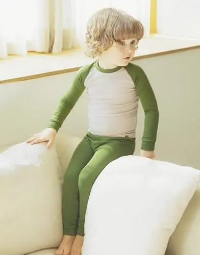 VAENAIT 6M-12Y Bebek Çocuk Kız Erkek Yumuşak Rahat Modal Tencel Düz Raglan Pijama Pijama Takımı 2'li Set - 3