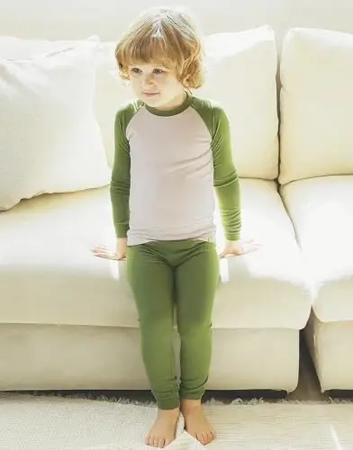 VAENAIT 6M-12Y Bebek Çocuk Kız Erkek Yumuşak Rahat Modal Tencel Düz Raglan Pijama Pijama Takımı 2'li Set - 4