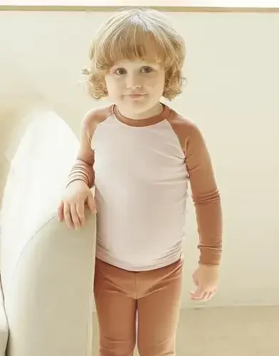 VAENAIT 6M-12Y Toddler Toddler Kids Toddler Girls Boys Soft Comfy Modal Tencel Solid Raglan Sleepwear Pajamas Pjs 2pcs Set - 2