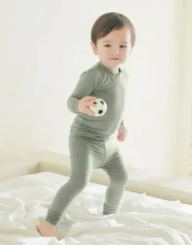 VAENAIT 6M-12Y Toddler Toddler Kids Toddler Girls Boys Soft Comfy Modal Tencel Solid Raglan Sleepwear Pajamas Pjs 2pcs Set - 4