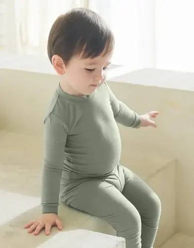 VAENAIT 6M-12Y Küçük Çocuk Kız Erkek Yumuşak Rahat Modal Tencel Düz Raglan Pijama Pijama 2'li Set - VAENAIT BABY (1)