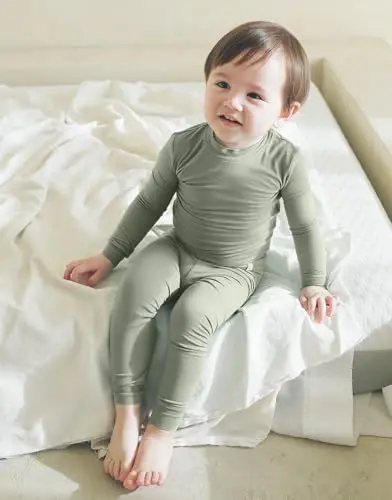 VAENAIT 6M-12Y Küçük Çocuk Kız Erkek Yumuşak Rahat Modal Tencel Düz Raglan Pijama Pijama 2'li Set - 3