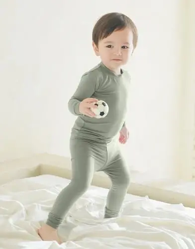 VAENAIT 6M-12Y Küçük Çocuk Kız Erkek Yumuşak Rahat Modal Tencel Düz Raglan Pijama Pijama 2'li Set - 4