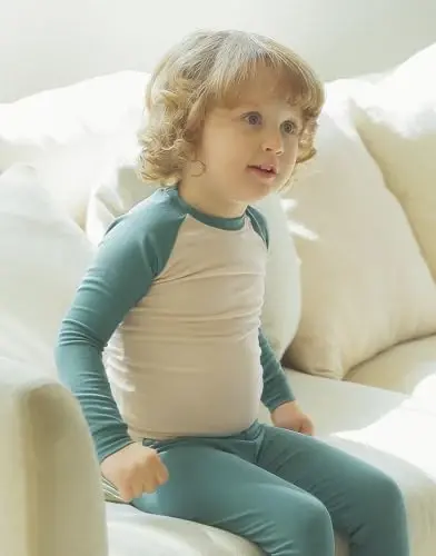 VAENAIT 6M-12Y Küçük Çocuk Kız Erkek Yumuşak Rahat Modal Tencel Düz Raglan Pijama Pijama 2'li Set - VAENAIT (1)