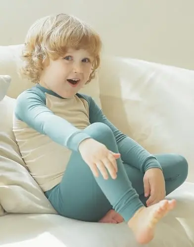 VAENAIT 6M-12Y Küçük Çocuk Kız Erkek Yumuşak Rahat Modal Tencel Düz Raglan Pijama Pijama 2'li Set - 3
