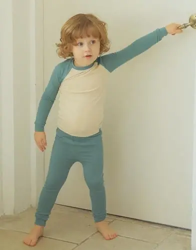 VAENAIT 6M-12Y Küçük Çocuk Kız Erkek Yumuşak Rahat Modal Tencel Düz Raglan Pijama Pijama 2'li Set - 4