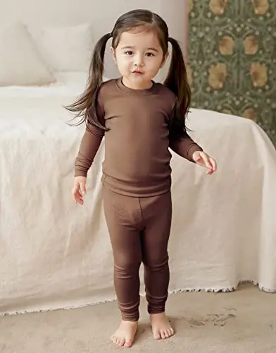 VAENAIT 6M-12Y Küçük Çocuk Kız Erkek Yumuşak Rahat Modal Tencel Düz Raglan Pijama Pjs 2'li Set - VAENAIT (1)