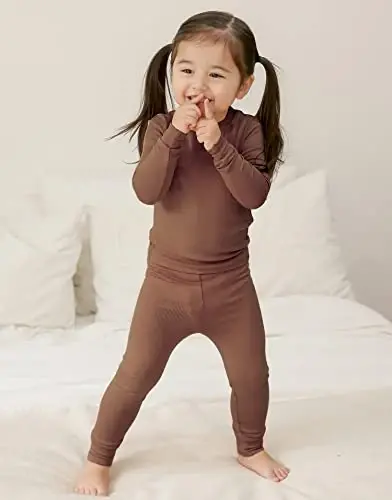 VAENAIT 6M-12Y Küçük Çocuk Kız Erkek Yumuşak Rahat Modal Tencel Düz Raglan Pijama Pjs 2'li Set - 3