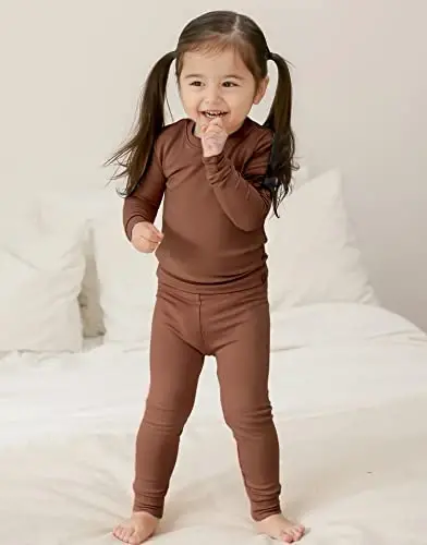 VAENAIT 6M-12Y Küçük Çocuk Kız Erkek Yumuşak Rahat Modal Tencel Düz Raglan Pijama Pjs 2'li Set - 4