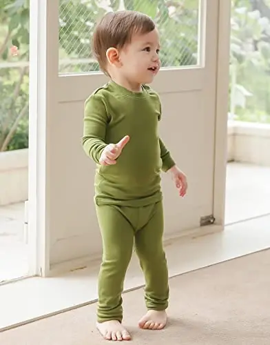 VAENAIT 6M-12Y Toddler Toddler Kids Toddler Girls Boys Soft Comfy Modal Tencel Solid Raglan Sleepwear Pajamas Pjs 2pcs Set - 3