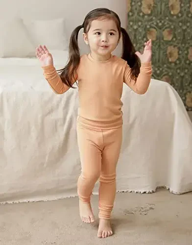 VAENAIT 6M-12Y Toddler Toddler Kids Toddler Girls Boys Soft Comfy Modal Tencel Solid Raglan Sleepwear Pajamas Pjs 2pcs Set - 4