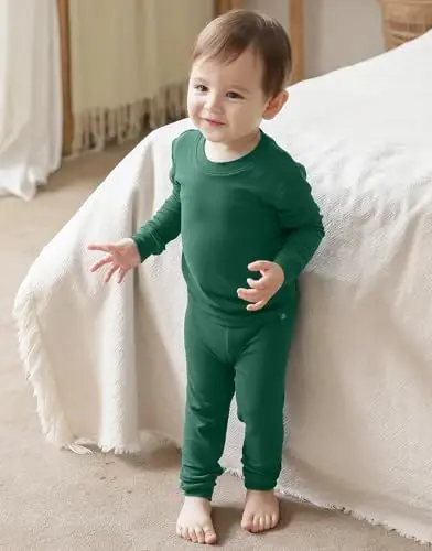 VAENAIT 6M-12Y Toddler Toddler Kids Toddler Girls Boys Soft Comfy Modal Tencel Solid Raglan Sleepwear Pajamas Pjs 2pcs Set - 4