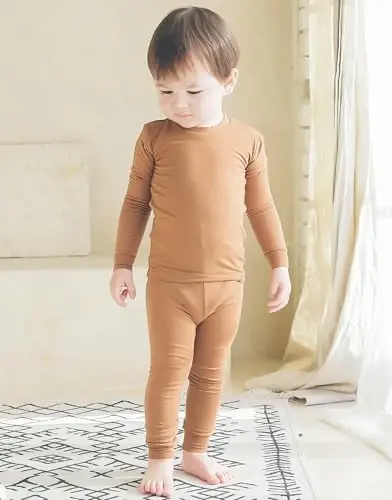 VAENAIT 6M-12Y Yeni Yürümeye Başlayan Çocuk Çocukları Yeni Yürümeye Başlayan Kız Erkek Yumuşak Rahat Modal Tencel Düz Raglan Pijama Pijama Pjs 2'li Set - VAENAIT BABY (1)