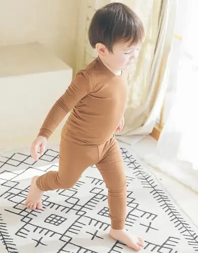VAENAIT 6M-12Y Yeni Yürümeye Başlayan Çocuk Çocukları Yeni Yürümeye Başlayan Kız Erkek Yumuşak Rahat Modal Tencel Düz Raglan Pijama Pijama Pjs 2'li Set - 3