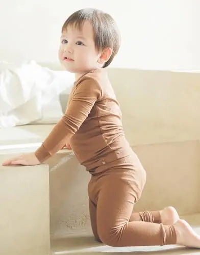 VAENAIT 6M-12Y Yeni Yürümeye Başlayan Çocuk Çocukları Yeni Yürümeye Başlayan Kız Erkek Yumuşak Rahat Modal Tencel Düz Raglan Pijama Pijama Pjs 2'li Set - 4