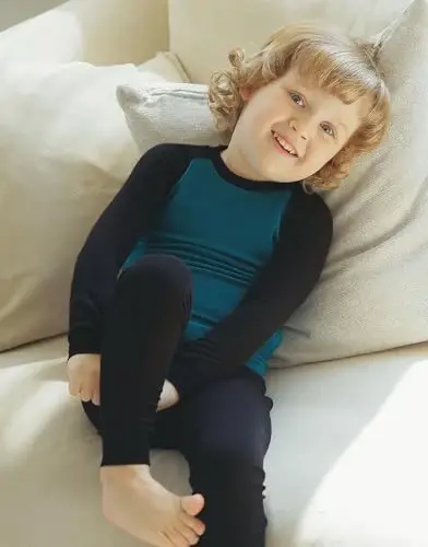 VAENAIT 6M-12Y Yeni Yürümeye Başlayan Çocuklar Kız Erkek Yumuşak Rahat Modal Tencel Düz Raglan Pijama Pijama Takımı 2'li Set - VAENAIT BABY (1)