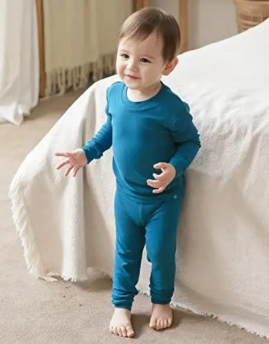 VAENAIT 6M-12Y Yeni Yürüyen Çocuk Yeni Yürüyen Çocuk Çocuk Yeni Yürüyen Çocuk Kız Erkek Yumuşak Rahat Modal Tencel Düz Raglan Pijama Pijama Pijama 2'li Set - 3