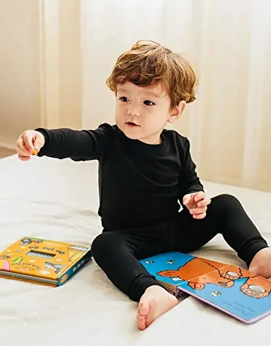 VAENAIT 6M-12Y Yeni Yürüyen Çocuk Yeni Yürüyen Çocuk Çocuk Yeni Yürüyen Çocuk Kız Erkek Yumuşak Rahat Modal Tencel Düz Raglan Pijama Pijama Pjs 2'li Set - 6