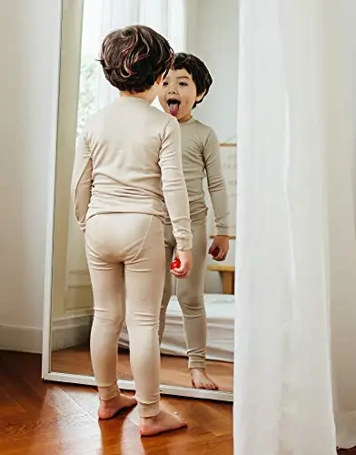 VAENAIT 6M-12Y Yürümeye Başlayan Çocuk Çocuk Kız Erkek Yumuşak Rahat Modal Tencel Düz Raglan Pijama Pijama Pjs 2'li Set - 4