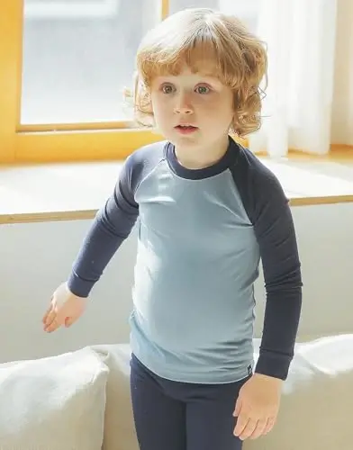 VAENAIT 6M-12Y Yürümeye Başlayan Çocuk Yürümeye Başlayan Çocuk Çocuk Yürümeye Başlayan Kız Çocuk Erkek Çocuk Yumuşak Rahat Modal Tencel Düz Raglan Pijama Pijama Pjs 2'li Set - VAENAIT (1)