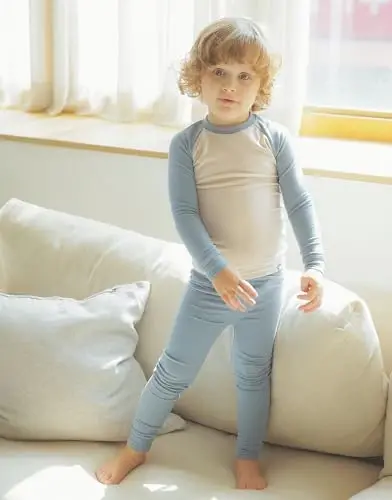 VAENAIT 6M-12Y Yürümeye Başlayan Çocuk Yürümeye Başlayan Çocuk Çocuk Yürümeye Başlayan Kız Erkek Yumuşak Rahat Modal Tencel Düz Raglan Pijama Pijama Pjs 2'li Set - VAENAIT BABY (1)