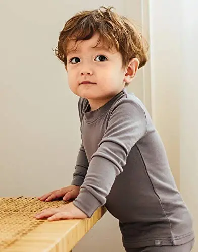 VAENAIT 6M-12Y Yürümeye Başlayan Çocuk Yürümeye Başlayan Çocuk Çocuk Yürümeye Başlayan Kız Erkek Yumuşak Rahat Modal Tencel Düz Raglan Pijama Pijama Pjs 2'li Set - 3