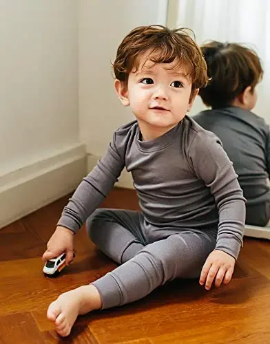 VAENAIT 6M-12Y Toddler Toddler Kids Toddler Girls Boys Soft Comfy Modal Tencel Solid Raglan Sleepwear Pajamas Pjs 2pcs Set - 2
