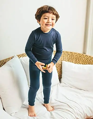 VAENAIT 6M-12Y Yürümeye Başlayan Çocuk Yürümeye Başlayan Çocuklar Yürümeye Başlayan Kız Çocuklar Erkek Çocuklar Yumuşak Rahat Modal Tencel Düz Raglan Pijama Pijama Pjs 2'li Set - 3