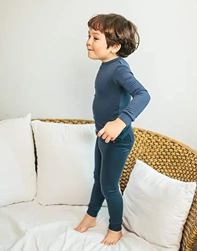 VAENAIT 6M-12Y Yürümeye Başlayan Çocuk Yürümeye Başlayan Çocuklar Yürümeye Başlayan Kız Çocuklar Erkek Çocuklar Yumuşak Rahat Modal Tencel Düz Raglan Pijama Pijama Pjs 2'li Set - 4