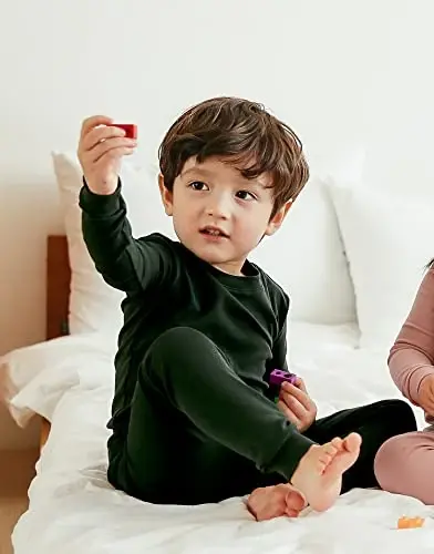 VAENAIT BABY 12M-12Y Kids Boys Girls Toddler Solid Cotton Daily Pajamas Pyjamas Sleepwear Set Basic - 3