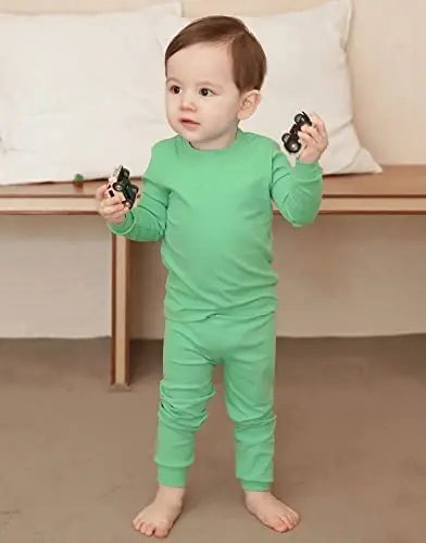 VAENAIT BABY 12M-12Y Çocuk Erkek Kız Yürümeye Başlayan Çocuk Düz Renk Pamuklu Günlük Pijama Takımı Temel - 1