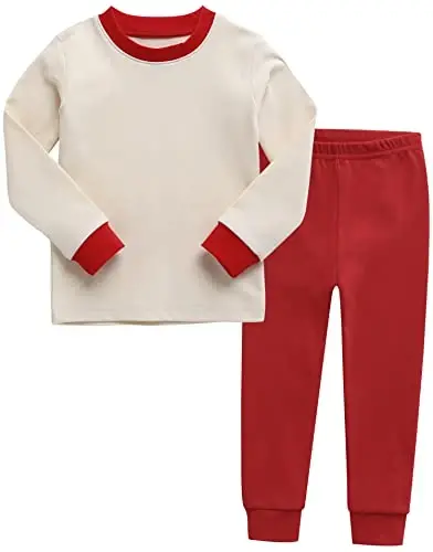 VAENAIT BABY 12M-12Y Kids Boys Girls Toddler Solid Cotton Daily Pajamas Pyjamas Sleepwear Set Basic - 1