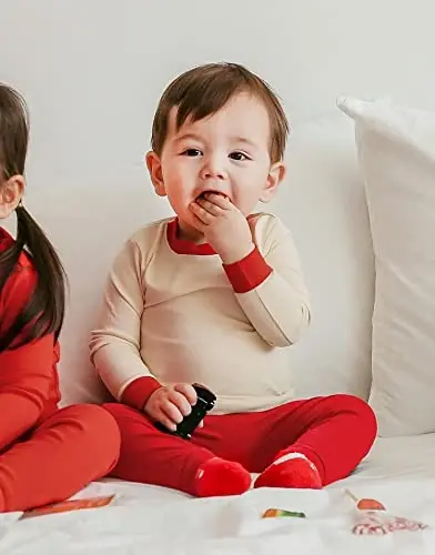 VAENAIT BABY 12M-12Y Kids Boys Girls Toddler Solid Cotton Daily Pajamas Pyjamas Sleepwear Set Basic - VAENAIT BABY (1)