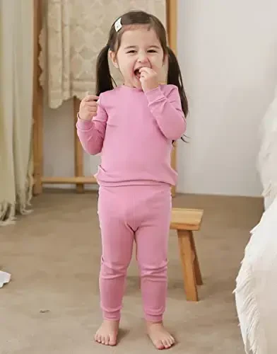 VAENAIT BABY 12M-12Y Kids Boys Girls Toddler Solid Cotton Daily Pajamas Pyjamas Sleepwear Set Basic - 2